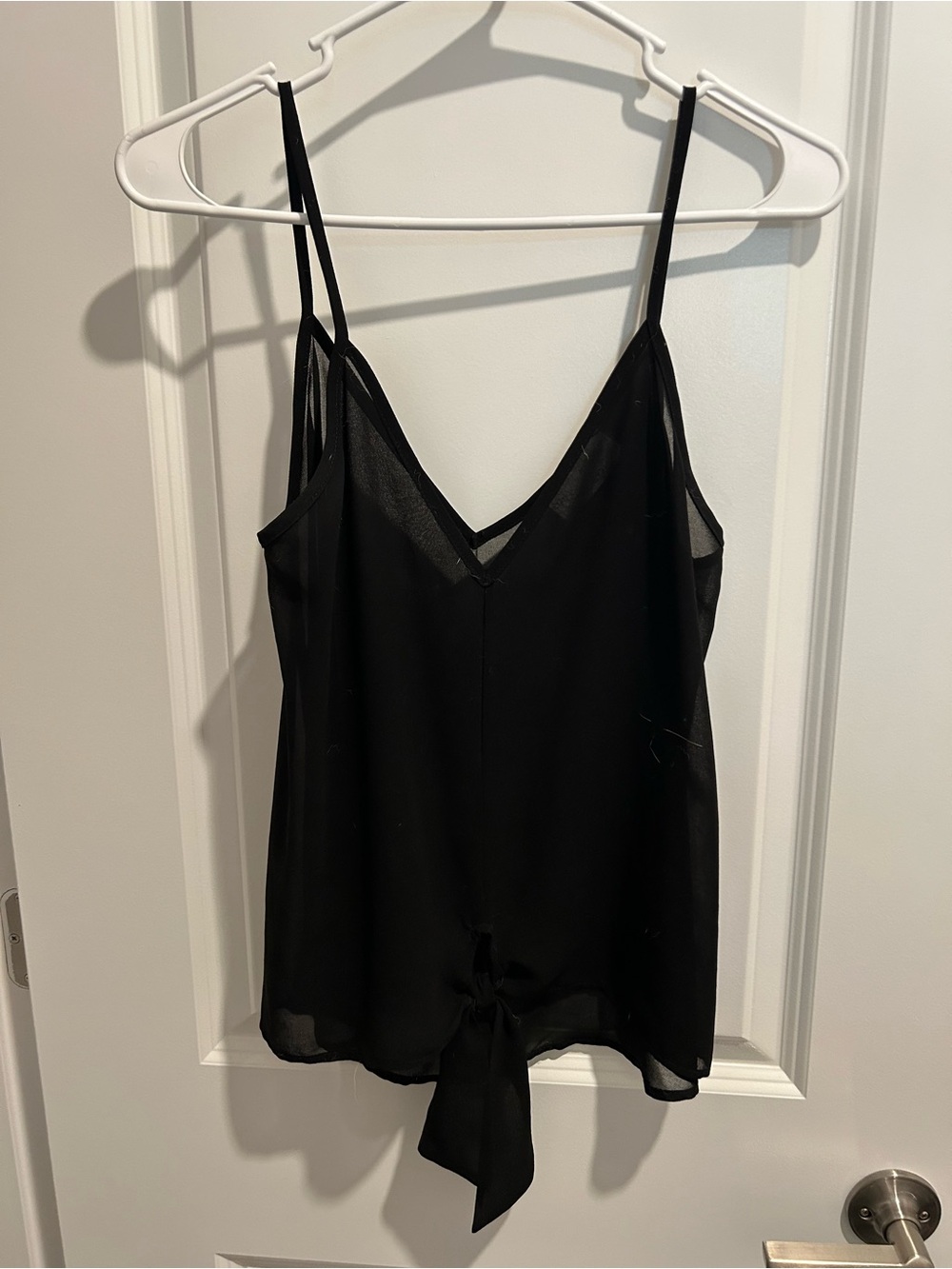 Black See-Through Tie-Front Cami